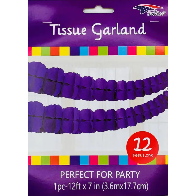 Tissue Garland 12 count-Purple