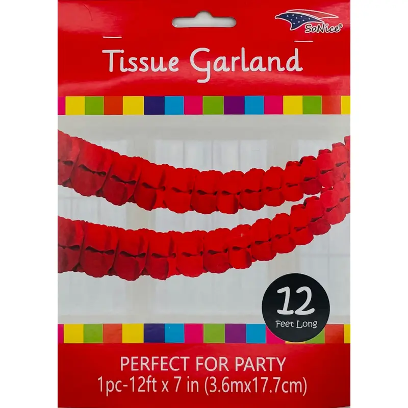Tissue Garland 12 count-Red