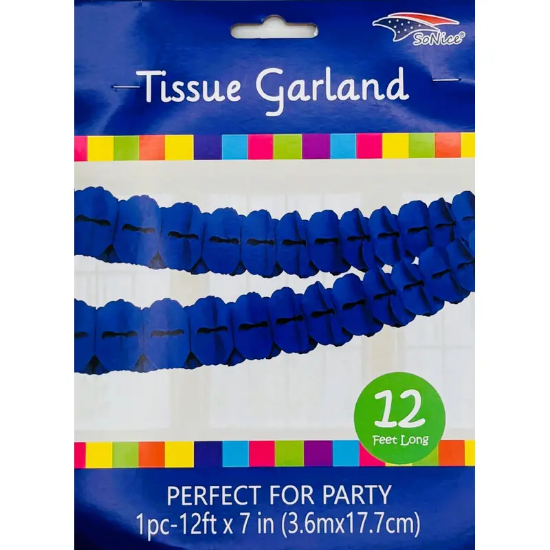 Tissue Garland 12 count-Royal Blue