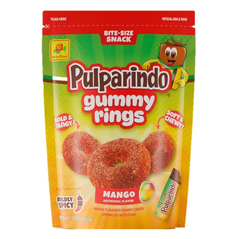 De La Rosa Gummy Rings Mango 9oz Bag