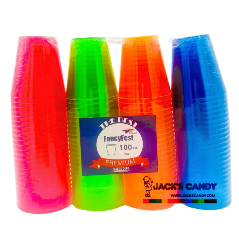 Plastic Mini Neon Cup 2z 100ct
