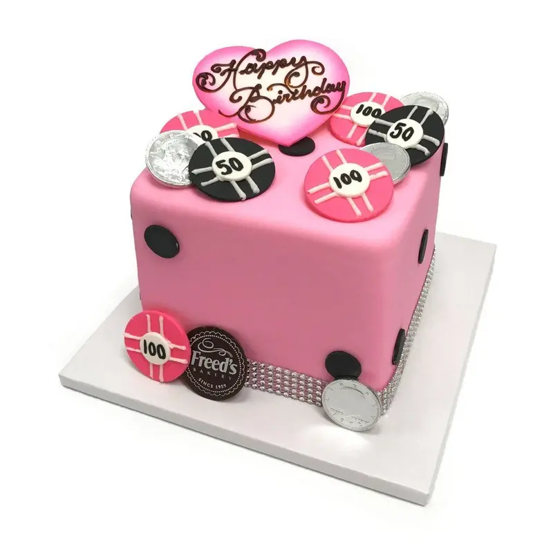 Pink Dice Vegas Birthday Cake