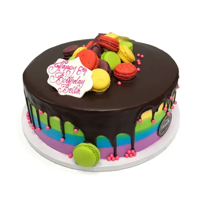 Rainbow Ganache Birthday Cake