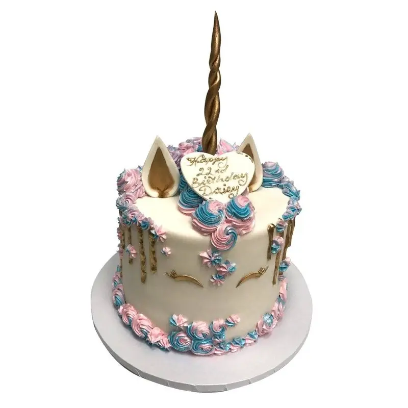 Golden Spirit Unicorn Birthday Cake