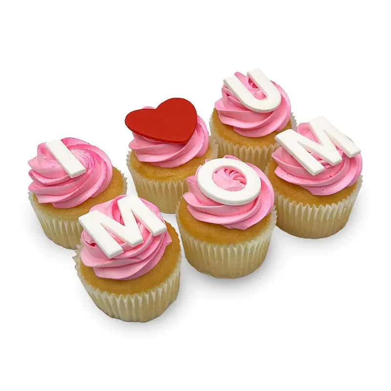 I Heart U Mom Cupcakes