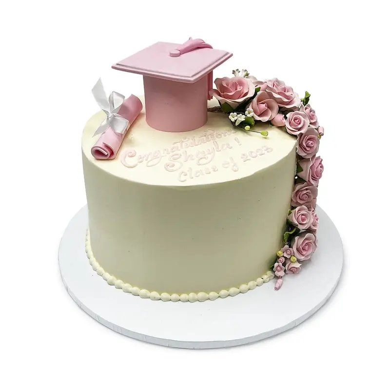 Pink Blossom Graduation Cake