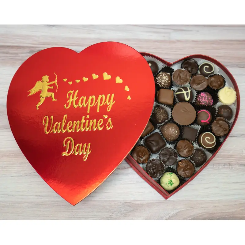 Heart box, red foil, Happy Valentine's Day, 16 ounces