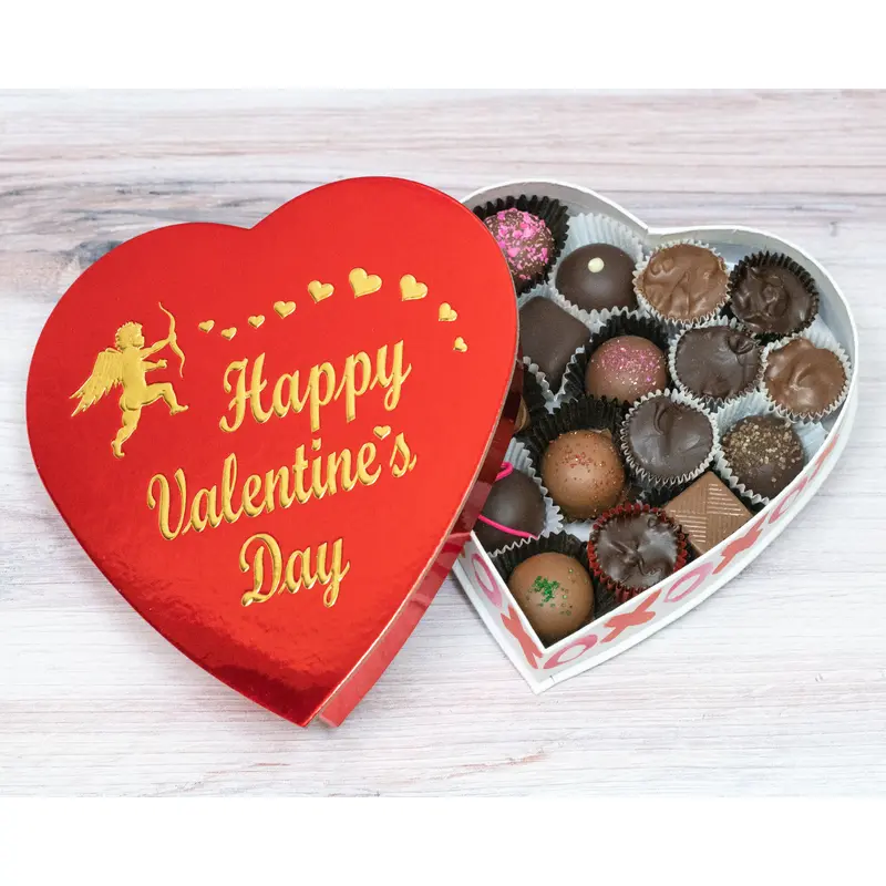 Heart box, red foil, Happy Valentine's Day, 8 ounce