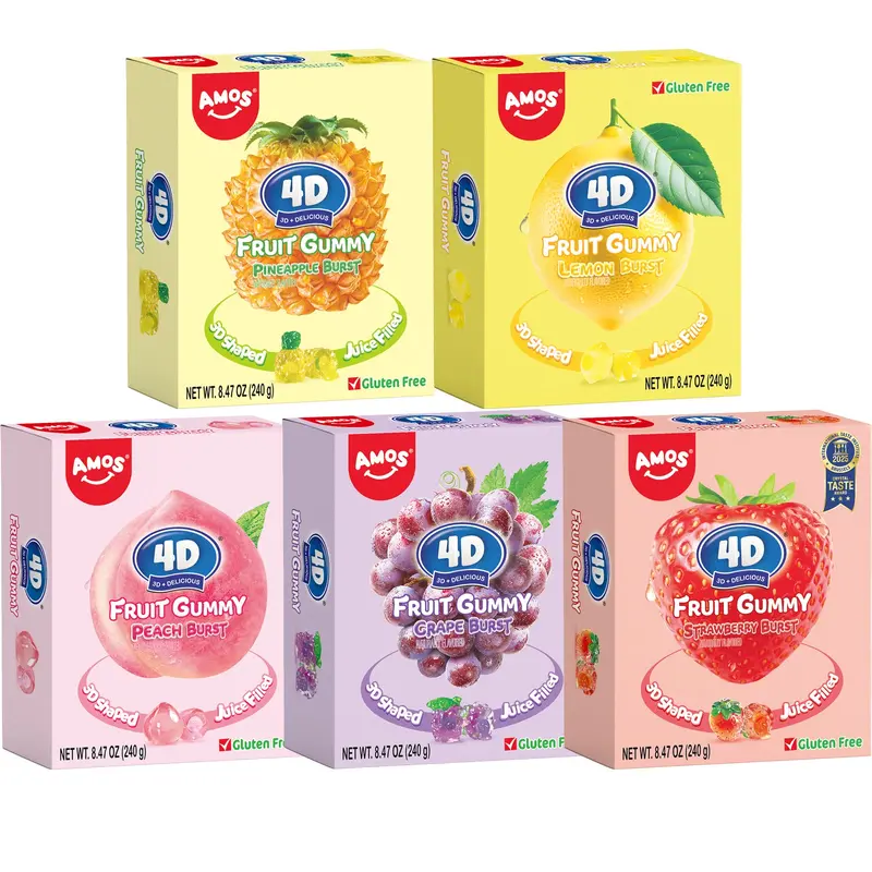 4D Fruit Gummy - Burst Juice Filled5 Mix Flavor- 240g