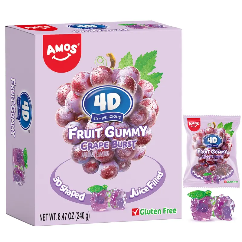 4D Fruit Gummy -Grape Burst Juice Filled- 240g