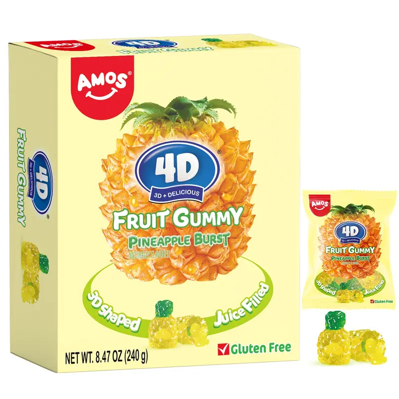 4D Fruit Gummy -Pineapple Burst Juice Filled- 240g
