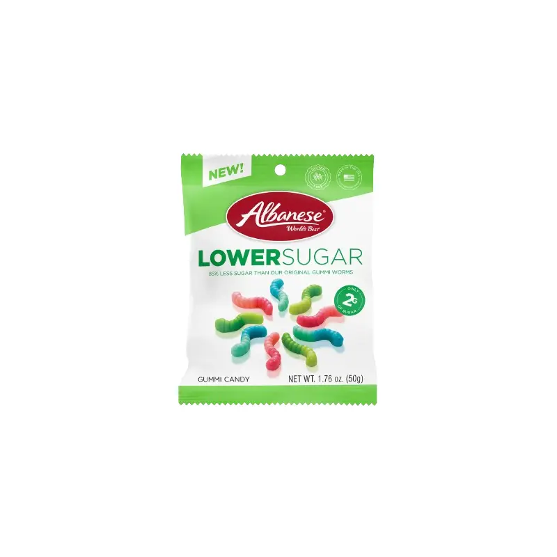 Albanese Lower Sugar Mini Gummi Worms 1.76 oz. Bag