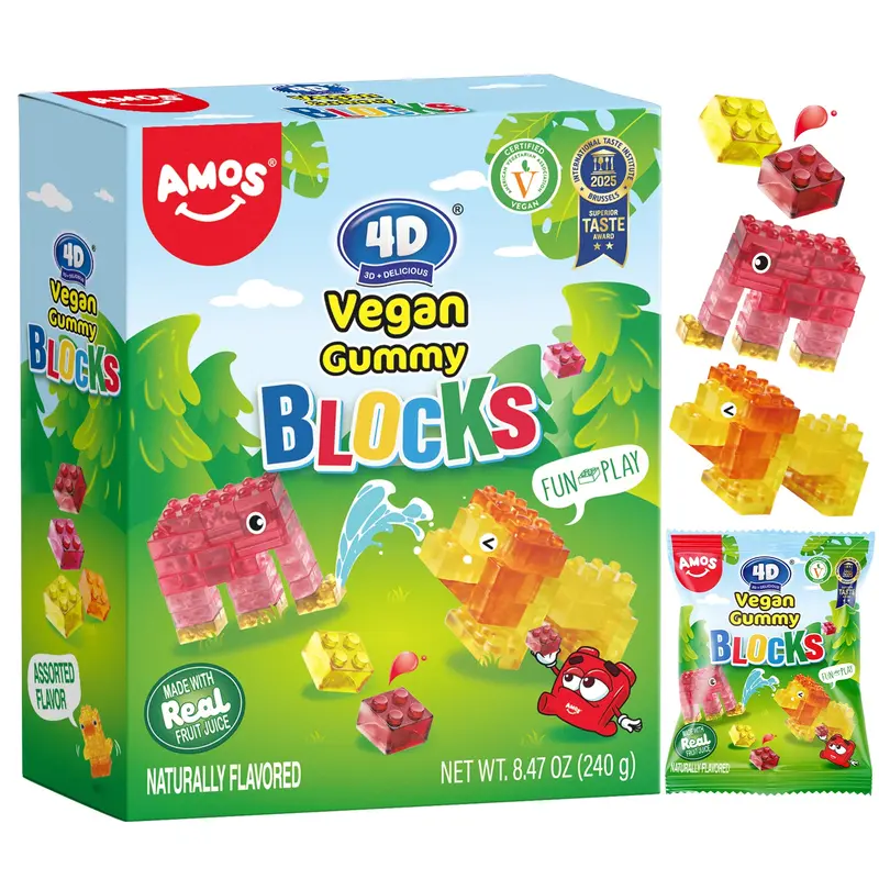 AMOS 4D Caramelos de Goma Veganos en Bloque - 240 g