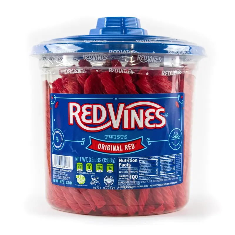 Red Vines Original Red Licorice Twists - 3.5 LB Tub
