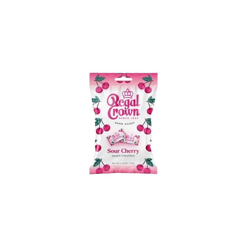 Regal Crown Wrapped Sour Cherry Hard Candy 6.25 oz. Bag