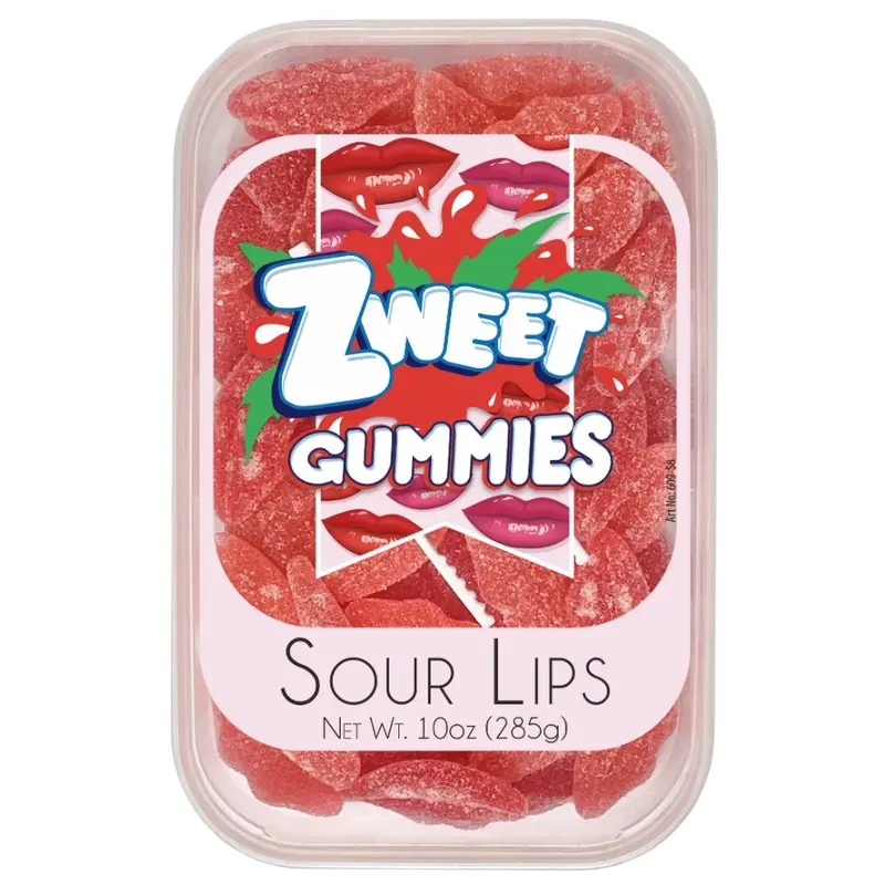 Zweet Gummies Sour Lips 10 oz. Tub