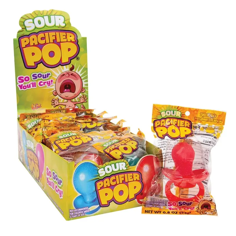 Sour Pacifier Pop .8 oz Strawberry, Watermelon or Blue Raspberry