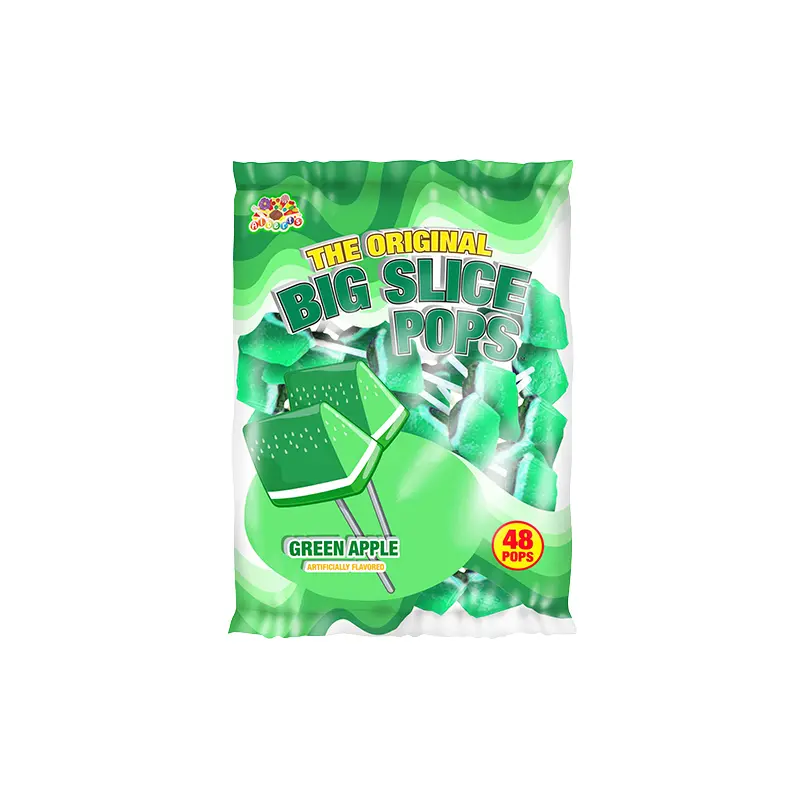 Big Slice Pops Green Apple Lollipops - Bag of 48