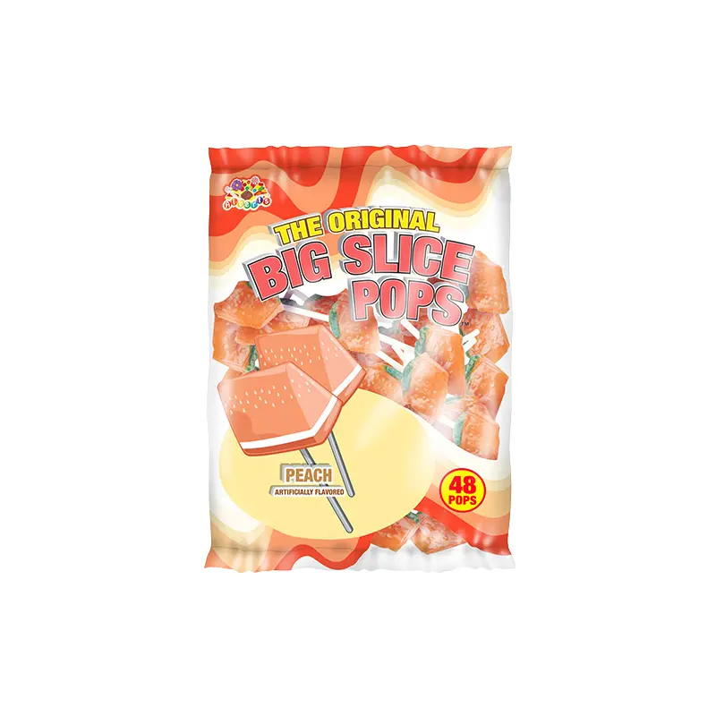 Big Slice Pops Peach Lollipops - Bag of 48