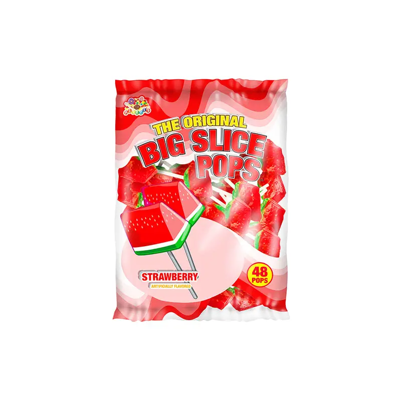 Big Slice Pops Strawberry Lollipops - Bag of 48