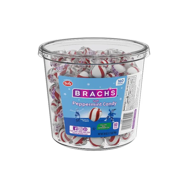 Brach's Soft Peppermint Candy Puffs 160 Count Tub 28 oz.