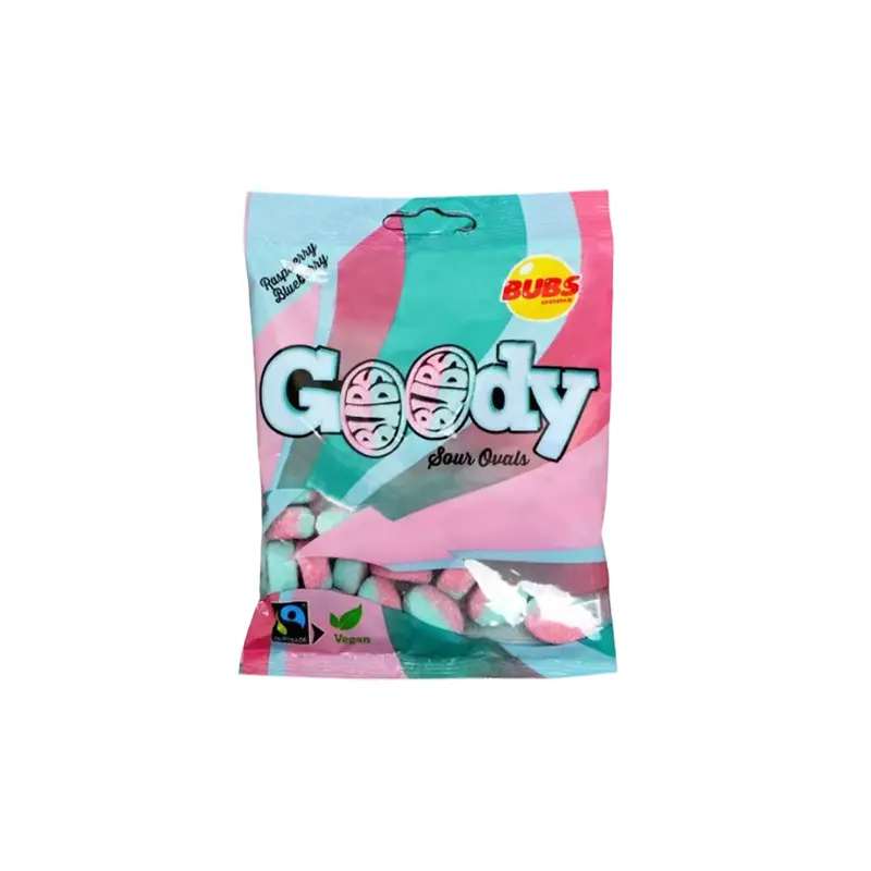 BUBS Sour Raspberry & Blueberry Ovals 90 g Bag