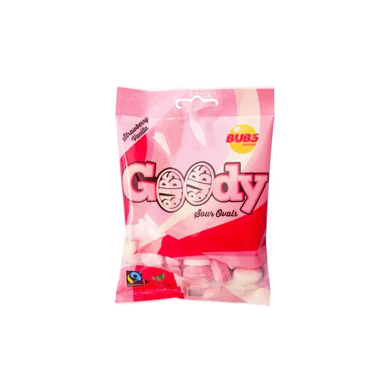 BUBS Sour Strawberry with Vanilla Sour Ovals 90 g Bag