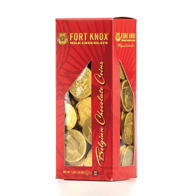 Fort Knox Gold Foil Milk Chocolate Coins  - 1 LB Box