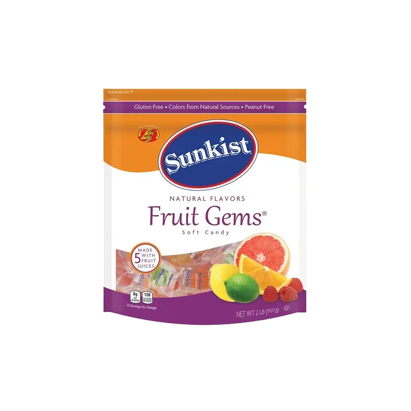 Jelly Belly Sunkist Fruit Gems Soft Candy - 2 LB Resealable Bag