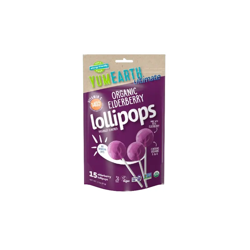 Yum Earth Ultimate Organic Elderberry Lollipops 3.3 oz. Bag