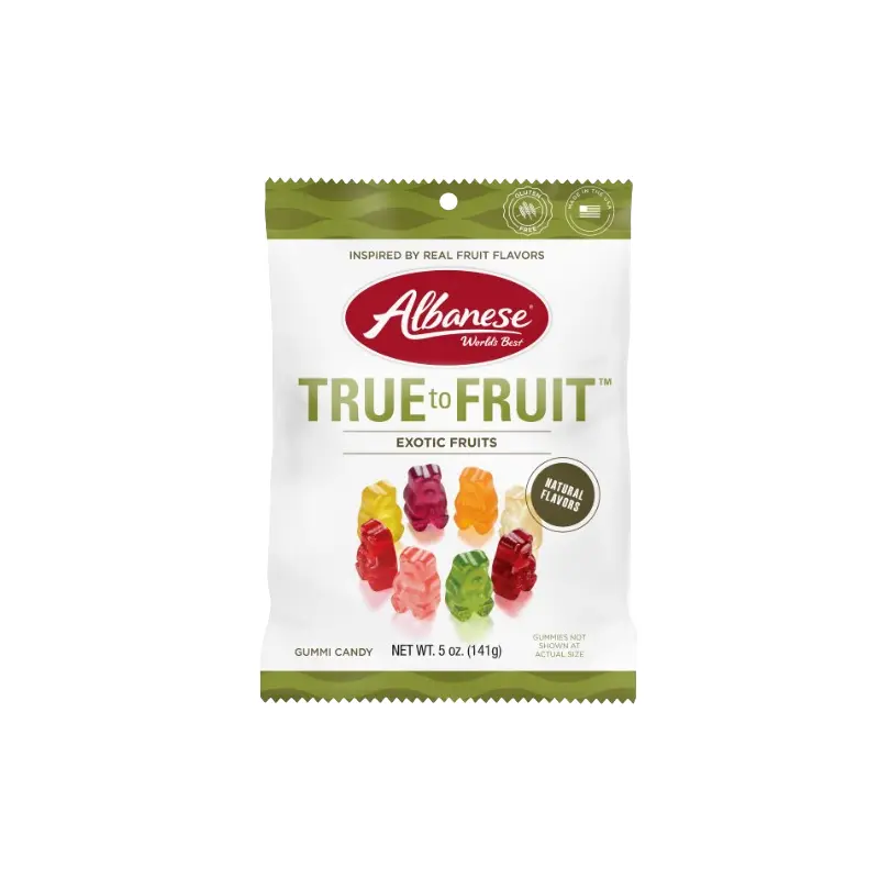 Albanese True to Fruit Exotic Fruits Gummi Bears  5 oz. Bag