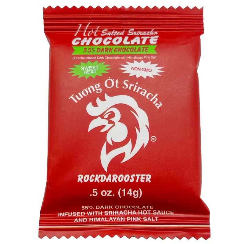 Hot Salted Sriracha Chocolate 55% Dark Chocolate Bar .5 oz.