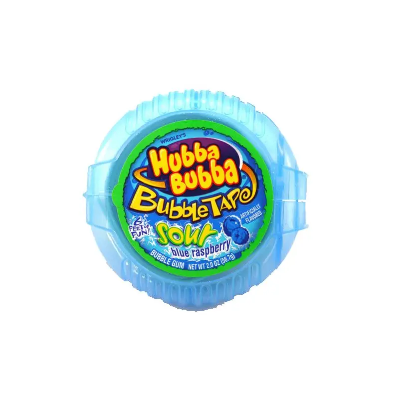 Hubba Bubba Sour Blue Raspberry Bubble Tape Bubble Gum - 6 Foot Roll