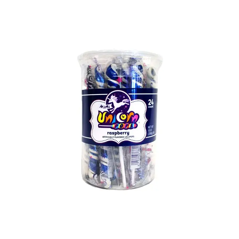 Royal Blue & White Raspberry Mini Unicorn Pop - 24 Count Tub