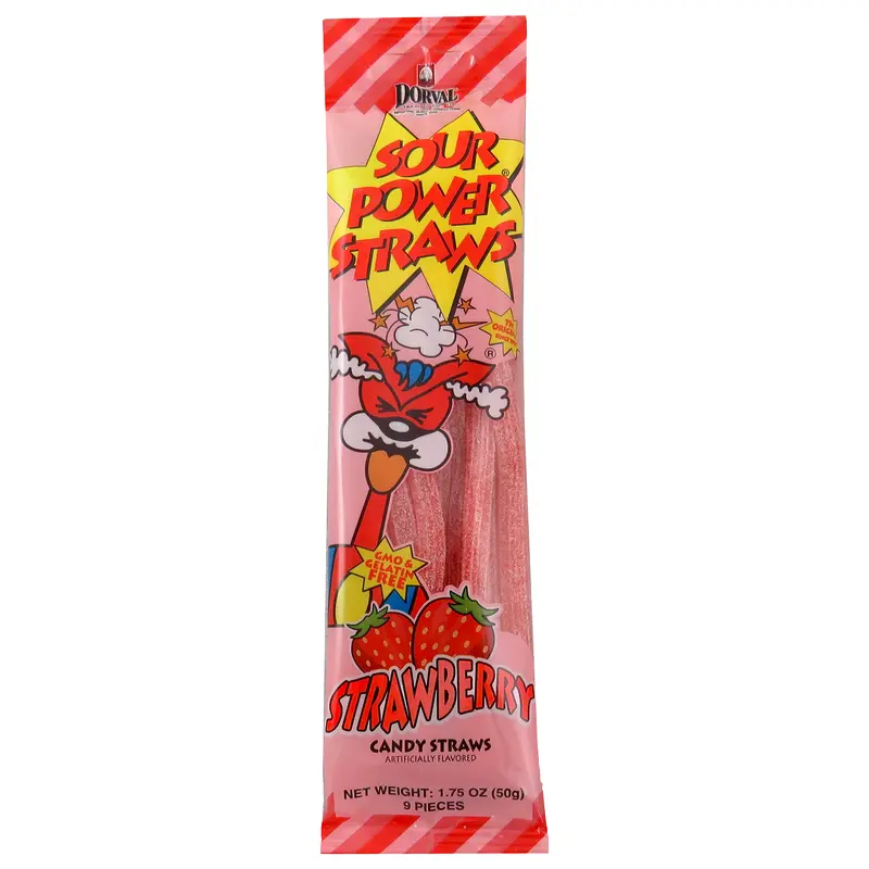 Sour Power Strawberry Candy Straws - 1.75-oz. Pack