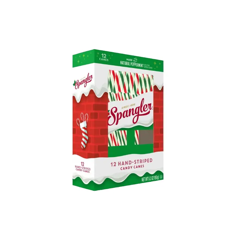 Spangler Candy Canes Peppermint Red, Green & White 12 Count 5.3 oz. Box