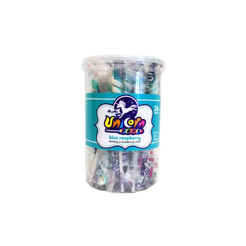 Turquoise & White Blue Raspberry Mini Unicorn Pop - 24 Count Tub