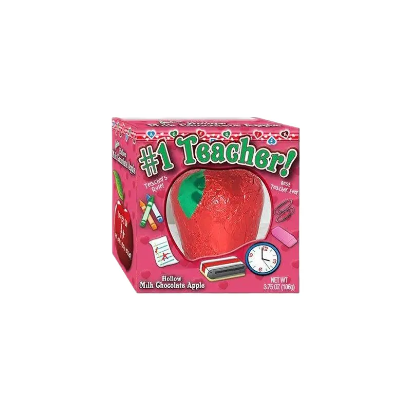 #1 Teacher Hollow Milk Chocolate Apple 3.75 oz. Gift Box