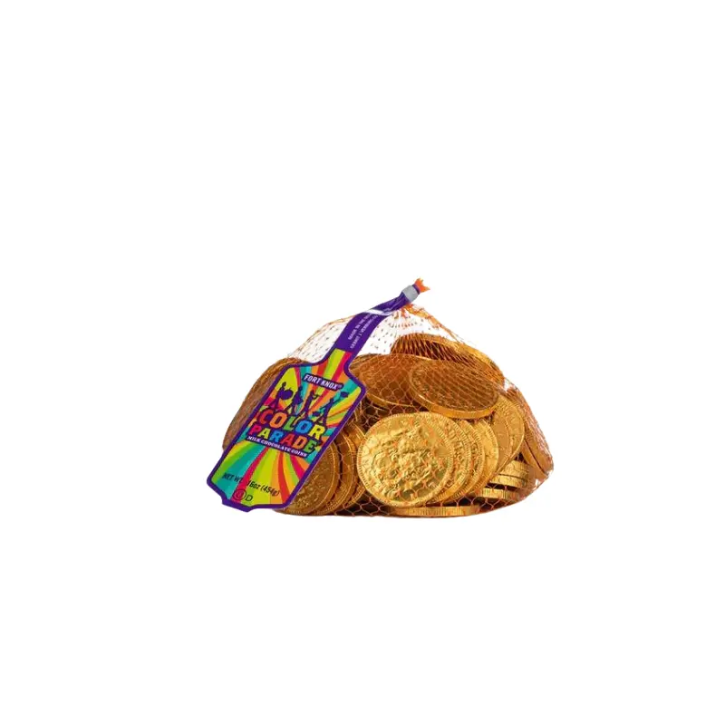 Fort Knox Gold Foil Milk Chocolate Coins - 1 lb. Mesh Bag