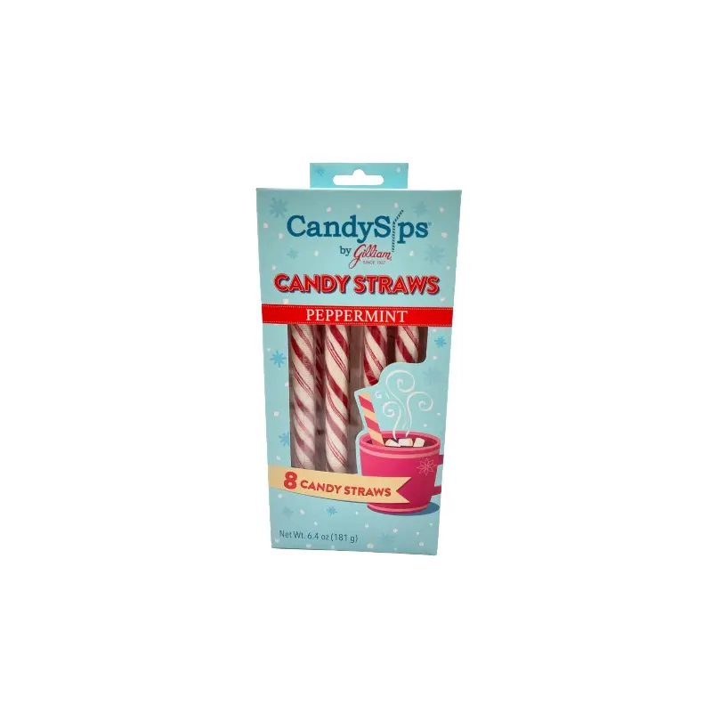 Gilliam Candy Sips Peppermint Candy Straws 8 count 6.4 oz. Box