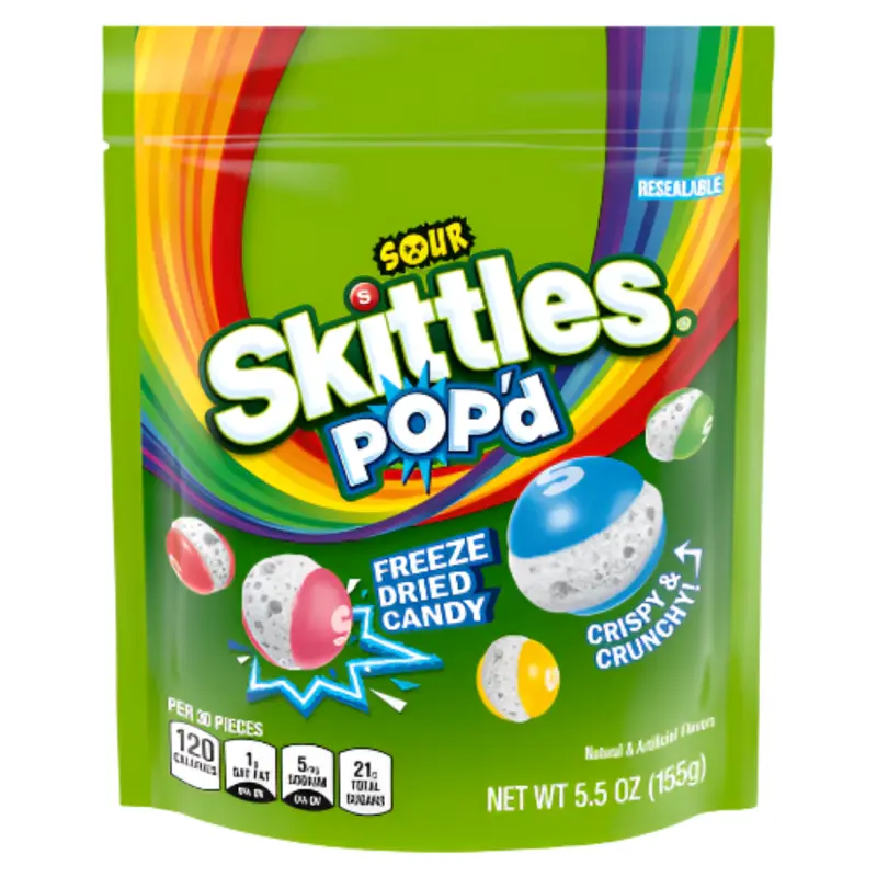 Skittles Pop'd Freeze Dried Sours 5.5 oz. Bag