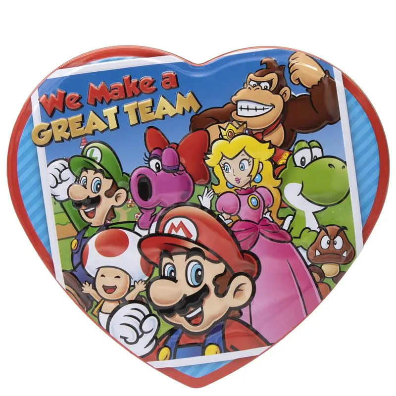 Valentine's Super Mario Heart Tin with Milk Chocolate 3.6 oz