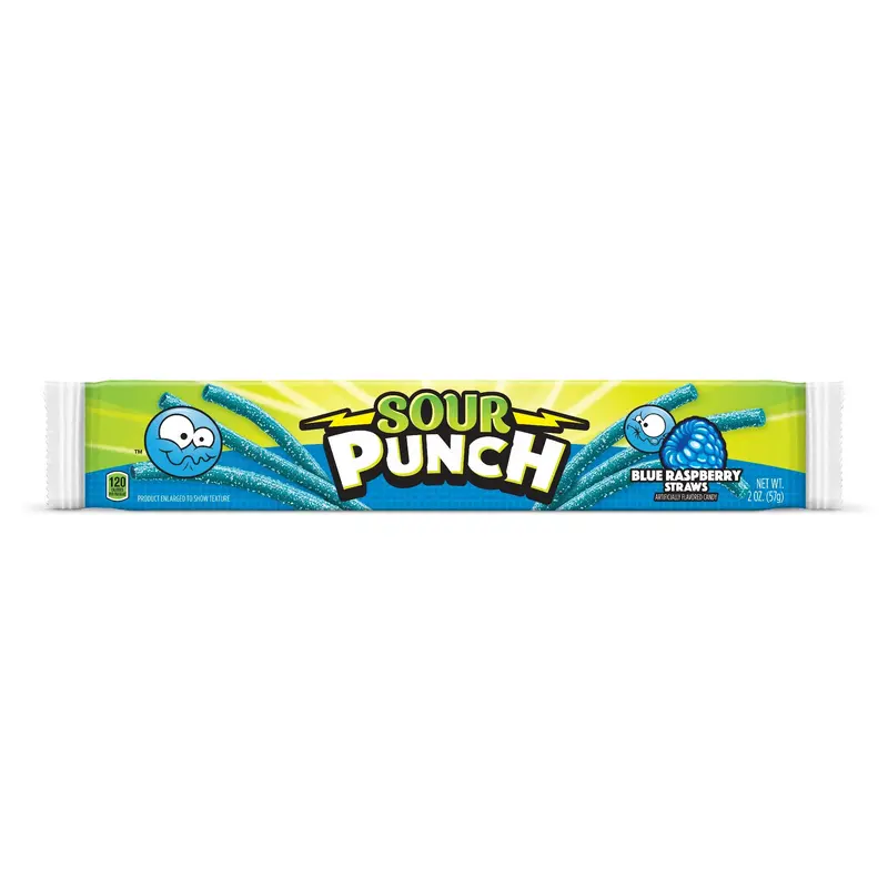 Blue Raspberry Sour Punch Straws Candy - 2-oz. Pack