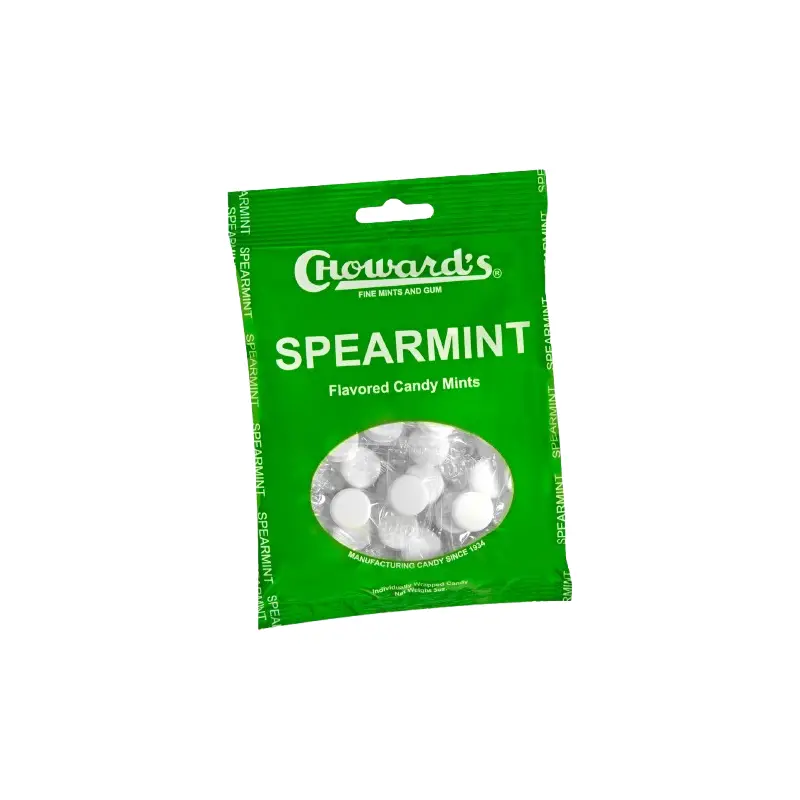 C Howard's Spearmint Wrapped Candy Mints 3 oz. Bag