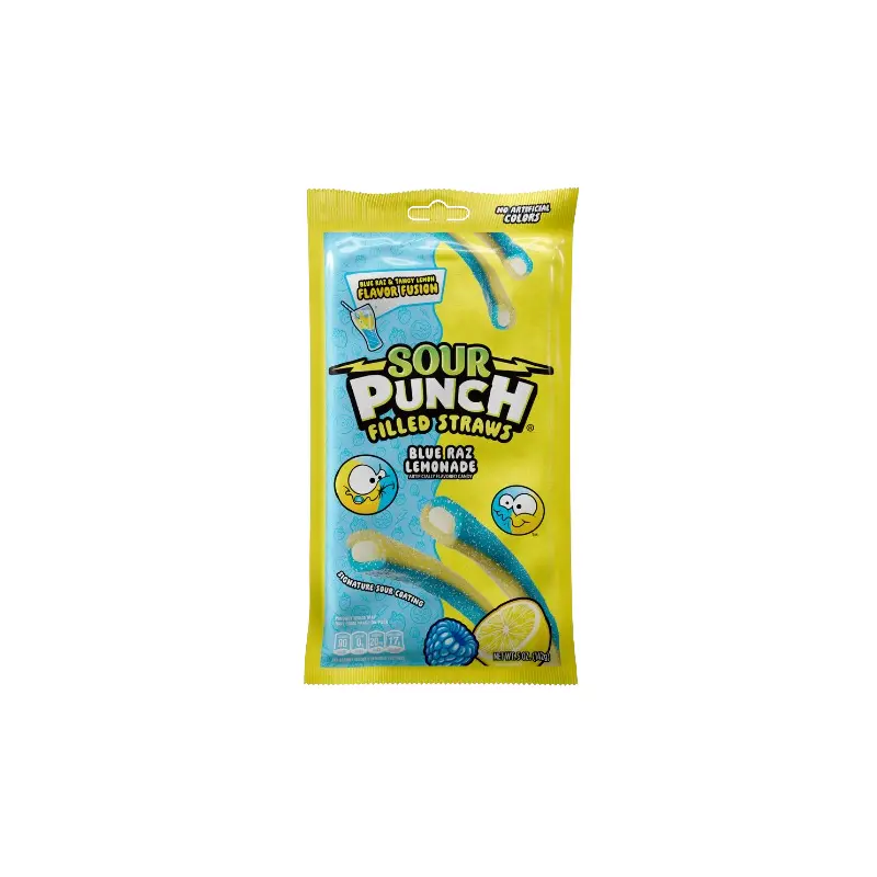 Sour Punch Filled Straws Blue Raz Lemonade Bag