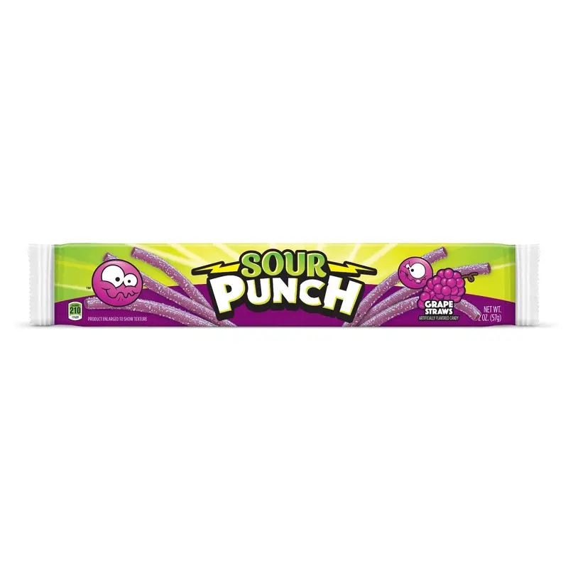 Sour Punch Grape Straws 2 oz. Tray