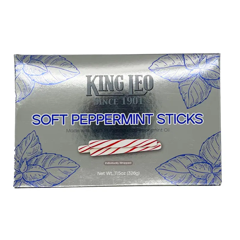 King Leo Soft Peppermint Sticks Individually Wrapped 11.5 oz. Box