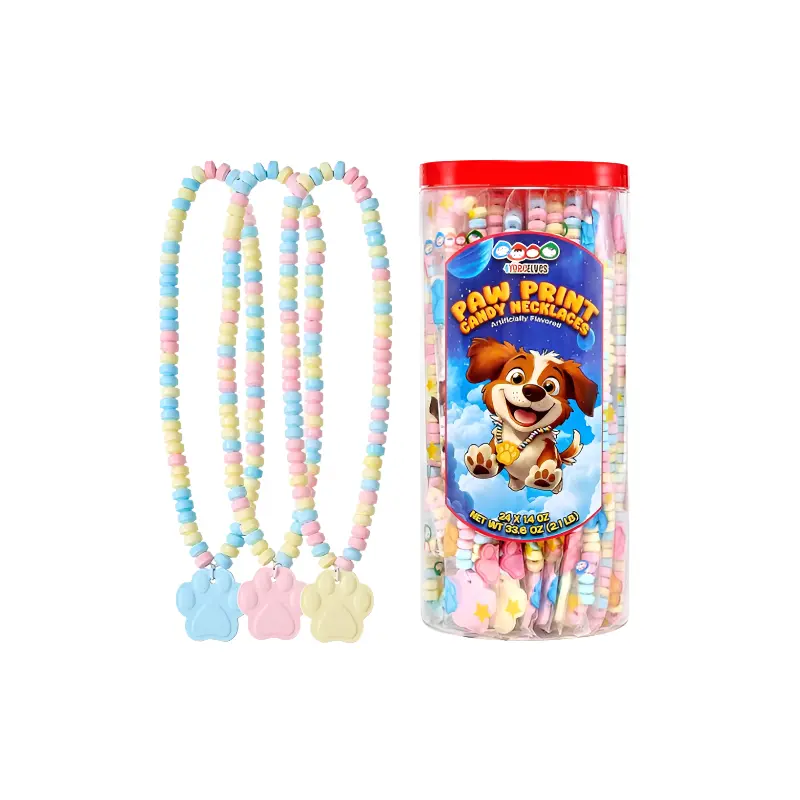 Paw Print Candy Necklace 24 Count 33.6 oz. Jar
