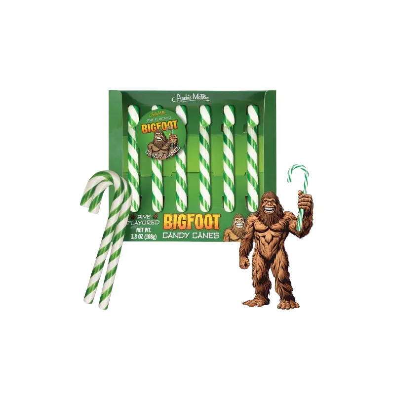 Archie McPhee BigFoot Pine Flavored 6 Count Candy Cane 3.8 oz. Box