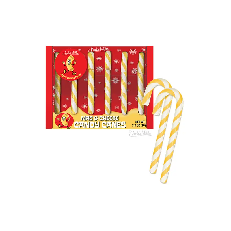 Archie McPhee Mac & Cheese Flavor Candy Canes - Box of 6
